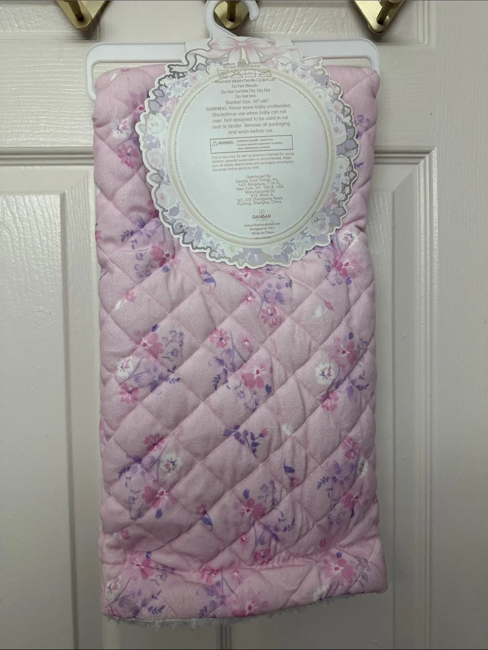 Pink Floral Quilted Baby Blanket